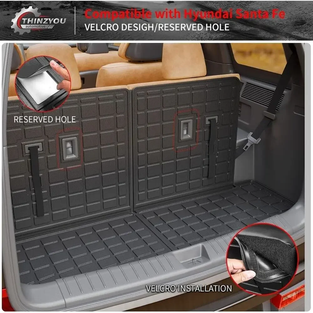 24-26 Hyundai Santa Fe Cargo Mat Trunk Floor Liner All Weather Back Seat Cover